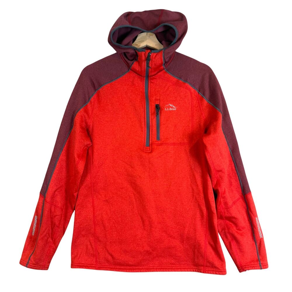 LL Bean Red Mountain Hoodie 1/4 Zip Pullover Slightly Fitted Jacket M Medium